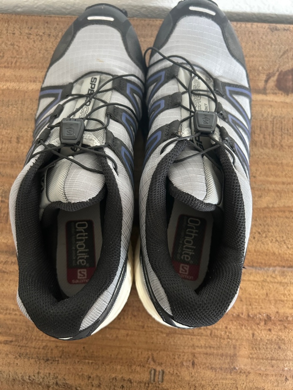 Salomon Men's Trail Running Shoes - Gray with Blue Accents - Picture 5 of 6